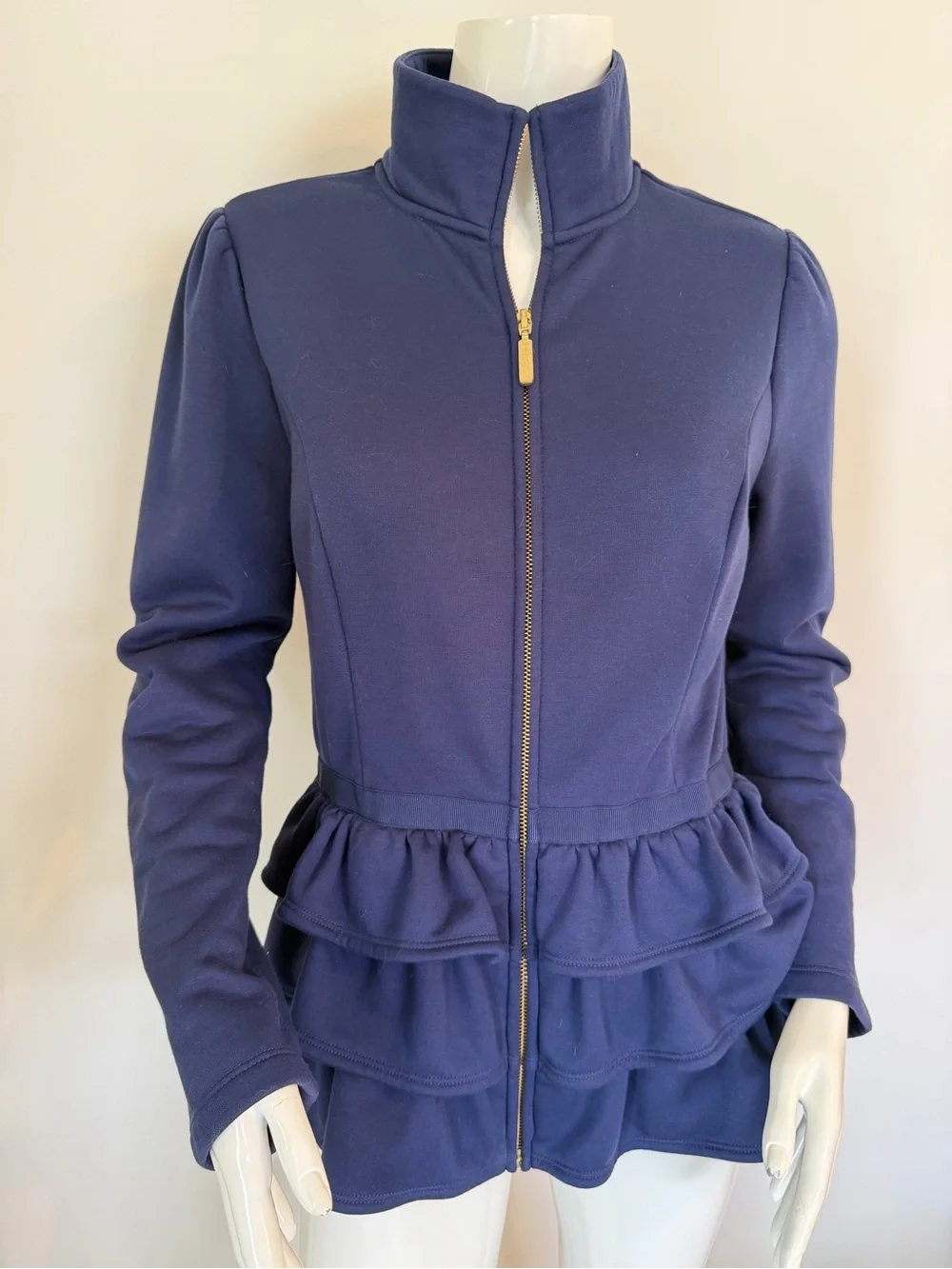 Lilly Pulitzer Azela Ruffle Fleece Navy Jacket Size M - Picture 4 of 9